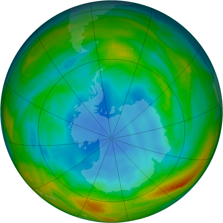 Antarctic ozone map for 02 August 1986
